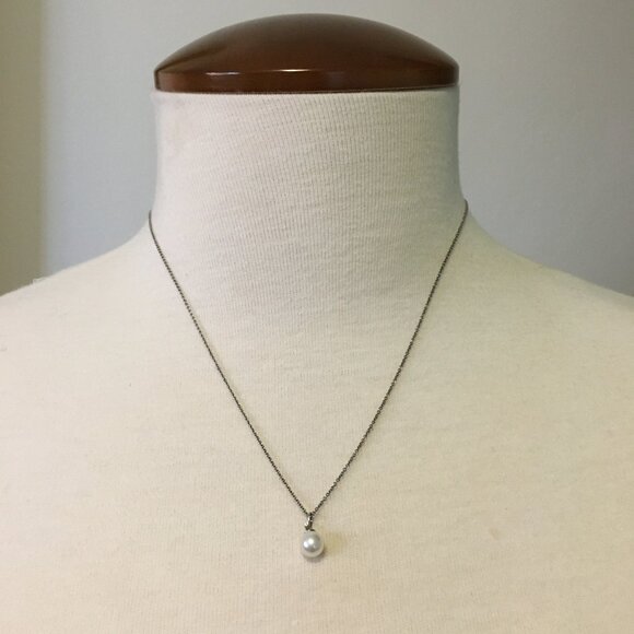 Y2K 925 Silver Chain and Real Pearl Necklace Made in Italy - Picture 1 of 8